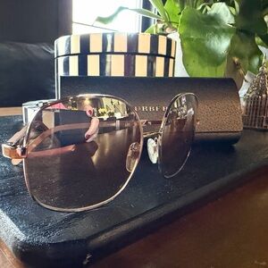 Burberry Men's Gold Aviator Sunglasses